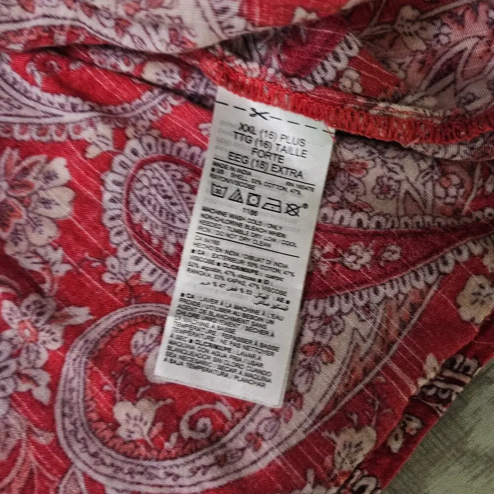 Old Navy Girls Size XXL (Size 16) Red White Paisley Print Flutter Sleeve Top
